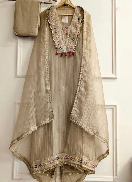 Sr 1722 Salsa Silk Embroidery Work Kurti With Bottom Dupatta